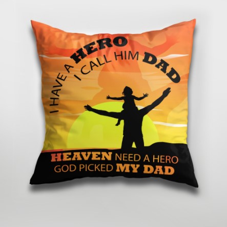 Gifts for dad passing away. Dad In Heaven Cushion, Father And Daughter, Gift For Dad Block Of Gear