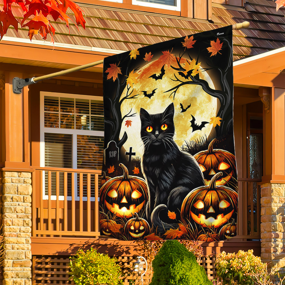 Black Cat Halloween Flag