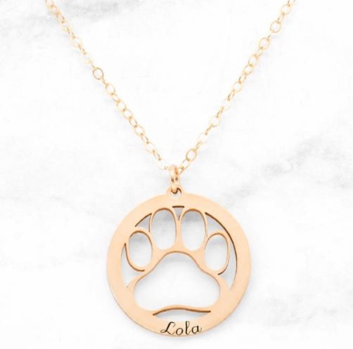 Dog Of The Day Gold Paw Print Necklace Dog Paw Necklace Dog Lover Gift Pet Lover Jewelry