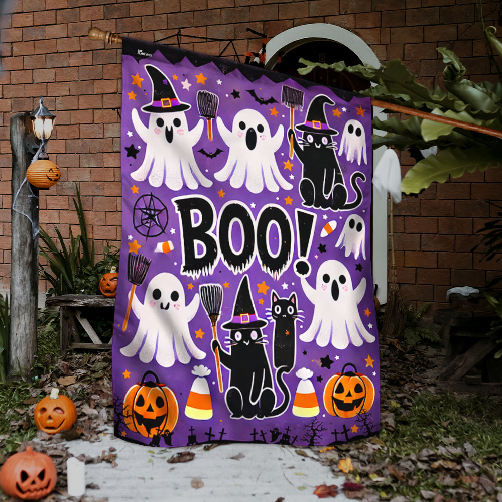 Halloween Flag Ghost Boo Black Cat Pumpkin Flag TQN3544F