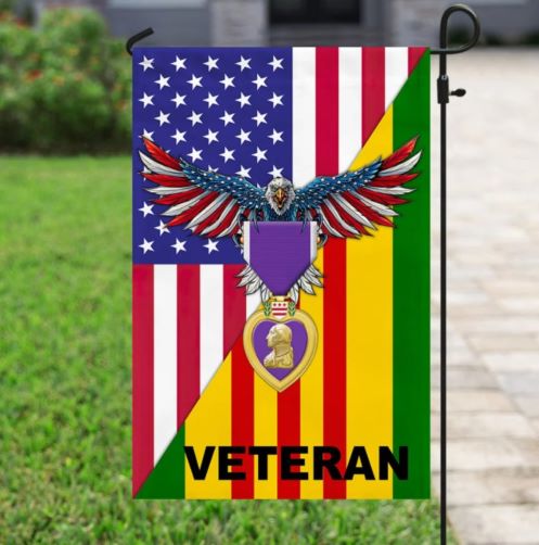 Hearts And Flags Vietnam Veteran Purple Heart American Eagle Flag