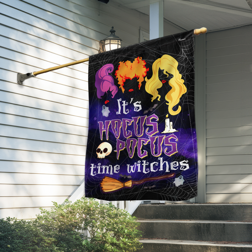 Hocus Pocus Three Witches Flag It’s Hocus Pocus Time Witches Flag