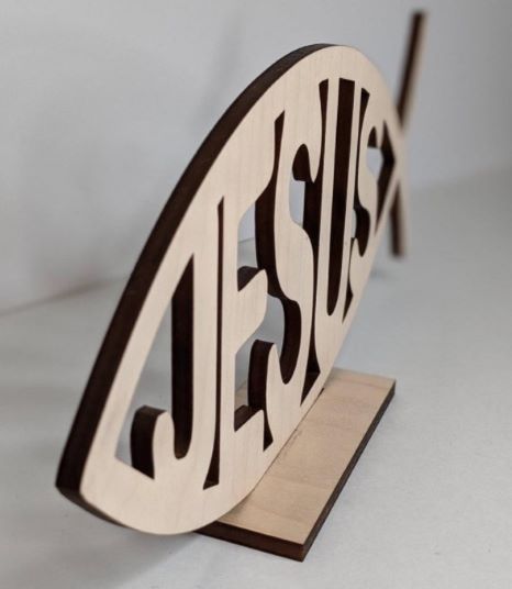 Jesus Fish Christian wooden decor / decoration, sign, symbol, logo