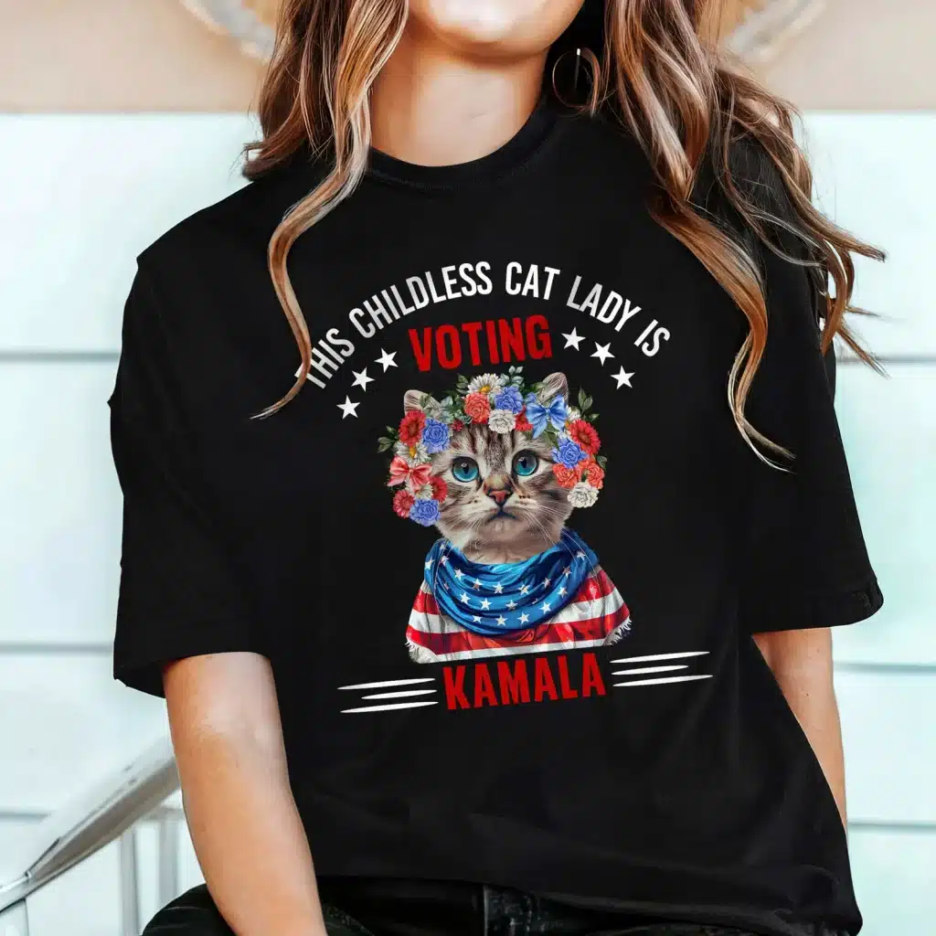 Kamala Harris President 2024 Shirt, Childless Cat Lady Shirt, Madam President Shirt