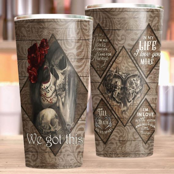 Personalized For My Love Skull Couple Tumbler