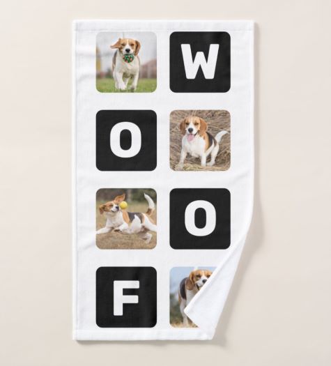 Pet Art Gifts Woof Personalized Pet Dog Lover Photo Collage Hand Towel