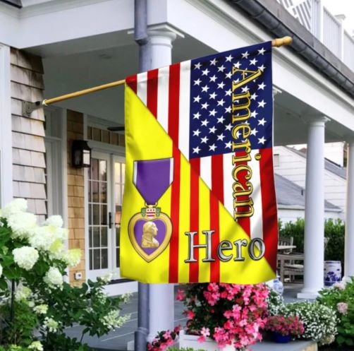 Purple Heart Flag U.S. Army Purple Heart Medal Combat Vietnam Veteran Flag