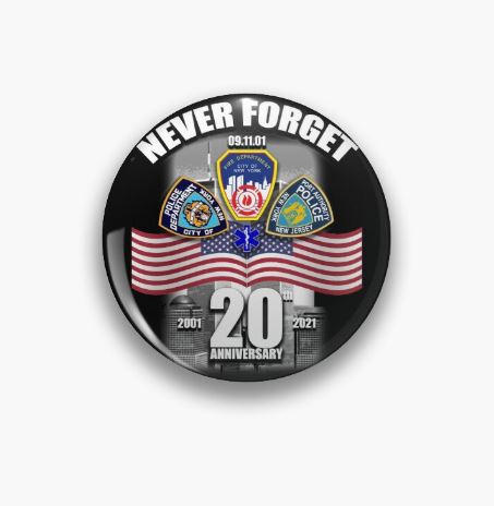 September 11th 20th Anniversary Police Cop Flags Pin