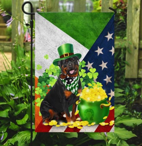 Smart Dog Lover Rottweiler Happy St. Patrick Day Flag