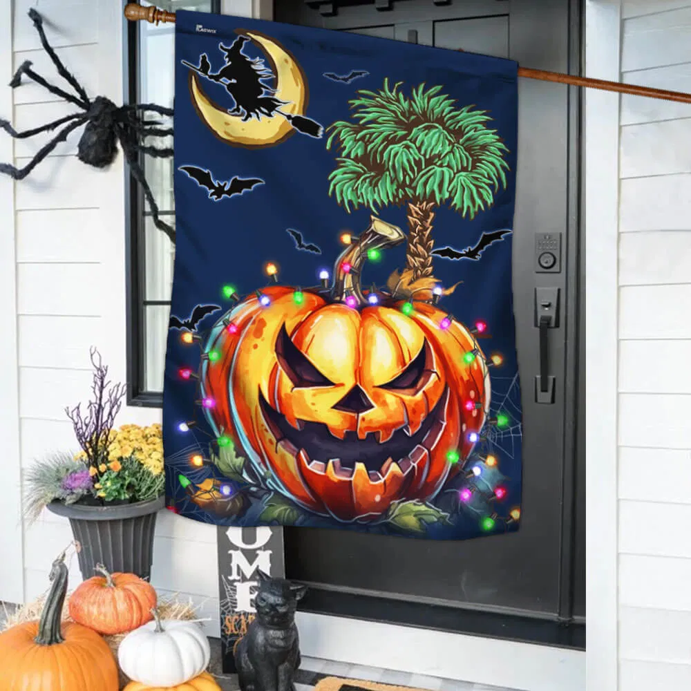 South Carolina Halloween Witch Pumpkin Fall Flag