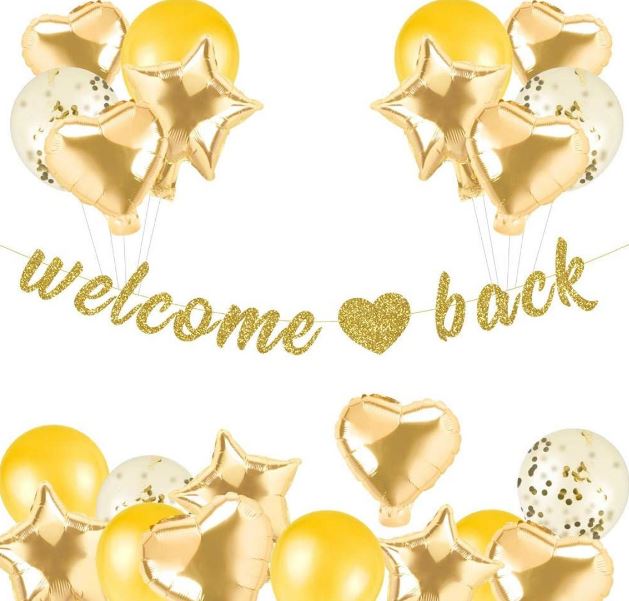 back to school party decor gold glitter welcome back banner set