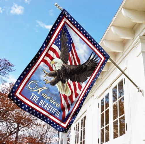 black eagle on house American The Beautiful Eagle Flag TRN1061F
