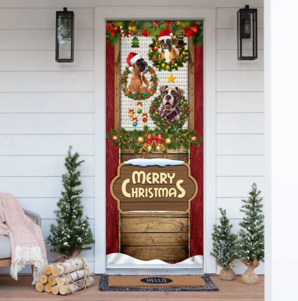 boxer dog christmas Love Boxer Dog Christmas Door Cover