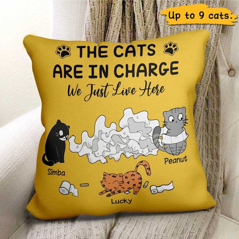 cats are the best Toilet Paper Cats In Charge Personalized Pillow