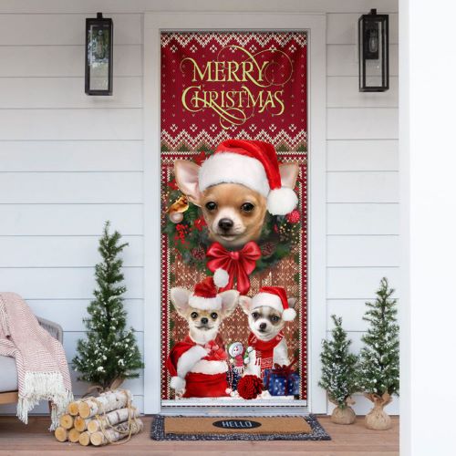 christmas dog Dachshund Christmas Door Cover Door Decor Happy House