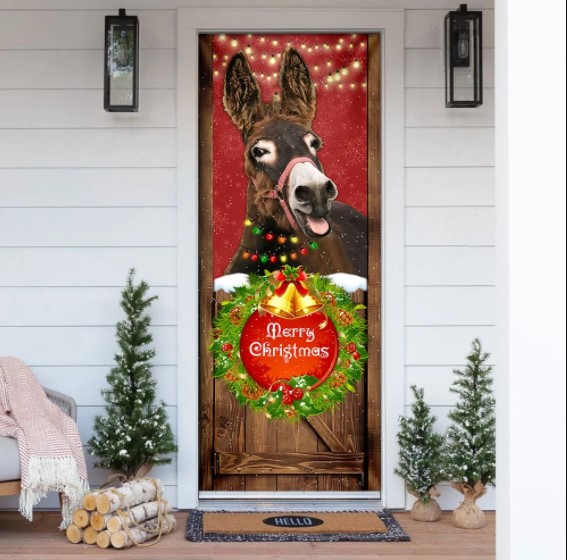 christmas door ideas Donkey Smile Christmas Door Cover