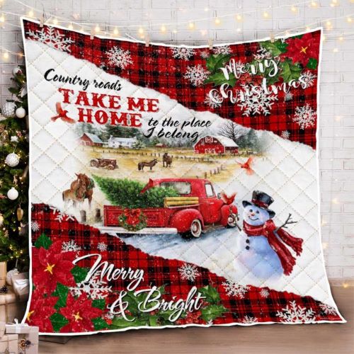 christmas house decor Farm Life Country Roads Christmas Quilt Blanket