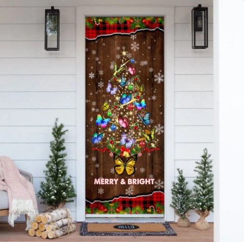 christmas ideas Merry And Bright Butterflies Christmas Tree Door Cover