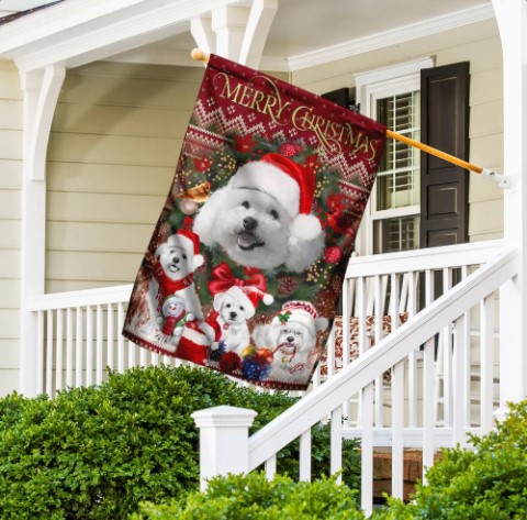 creative christmas decorations Christmas Begins With Bichon Frise Flag