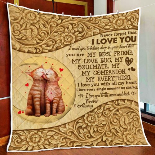 cute cat gifts Romantic Cat I Love You With All My Heart Quilt Blanket