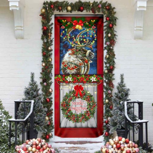 cute christmas decorations for house Reindeer Christmas Door Cover