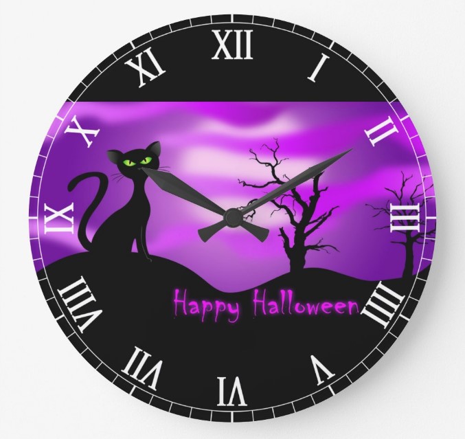 halloween decorations halloween decor black cat purple large clock