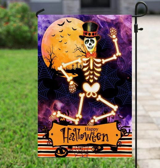 halloween flag skeleton decor happy halloween flag