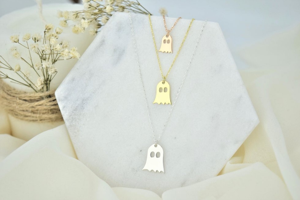 halloween girlfriend gifts sterling silver tiny ghost necklace