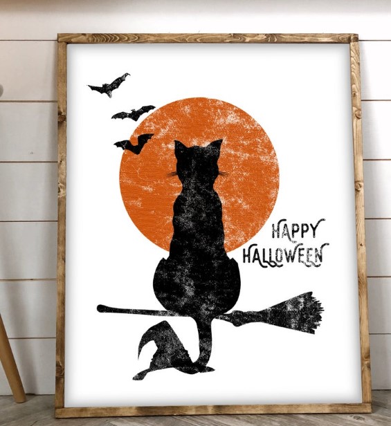 halloween home decor halloween black cat printable sign