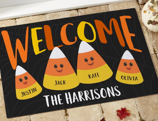 halloween nice gifts candy corn family personalized doormats