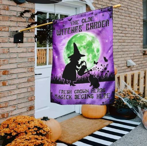 halloween witch flags the olde witches garden flag
