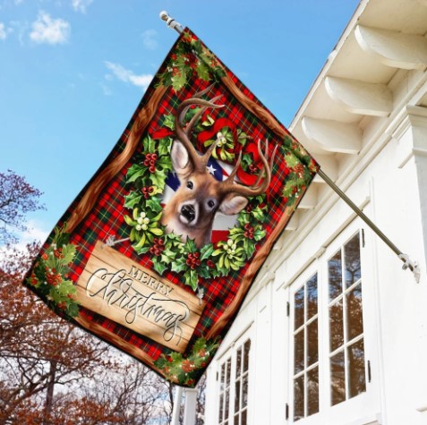 holiday yard decorations Deer Merry Christmas Flag