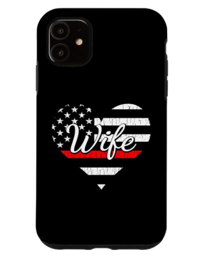 iPhone 11 Firefighter Wife Red Line Heart Case