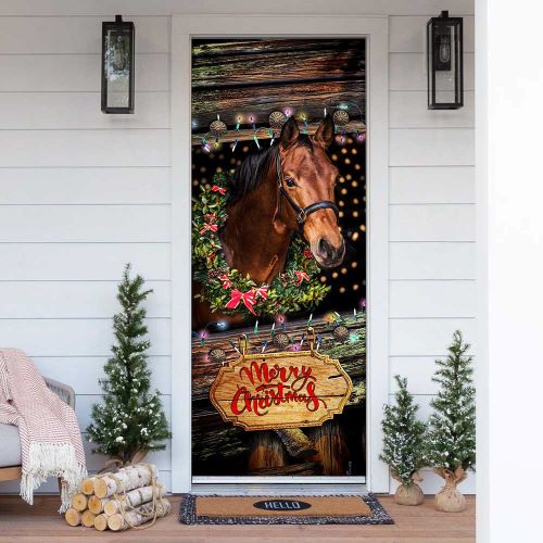 merry christmas horse Horse Merry Christmas Door Cover