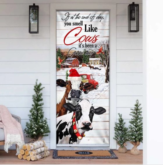 night before christmas door Cow Farm Life Christmas Door Cover