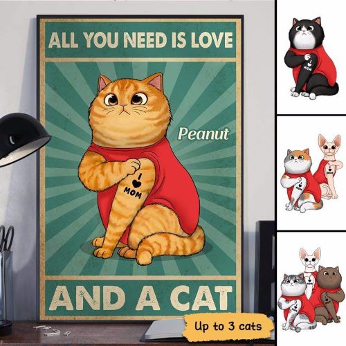 why do we love cats Tattoo Cats Retro Personalized Vertical Poster