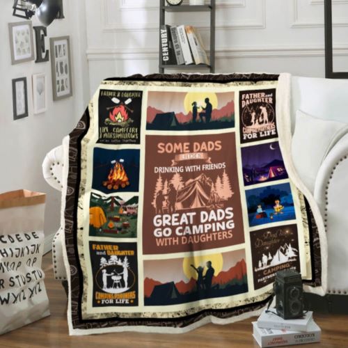 Best Camping Gifts Camping Blanket, Gift For Dad, Gift For Grandpa, Dad And Daughter Blanket, Great Dads Go Camping With Daughters, Sofa Throw Blanket