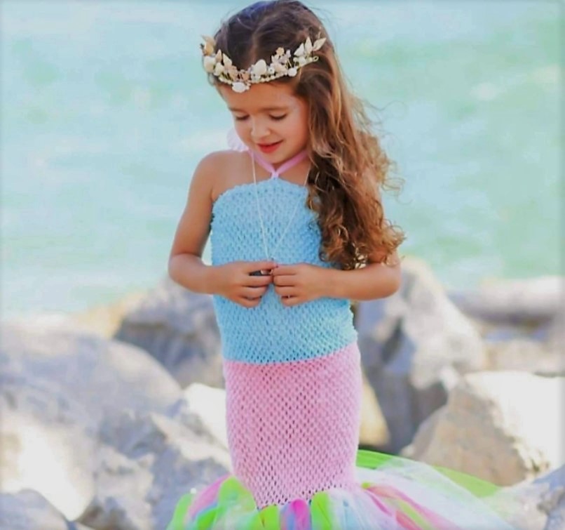 Costumes For Kids Girls Long Strapless Mermaid Tutu Halloween Costume