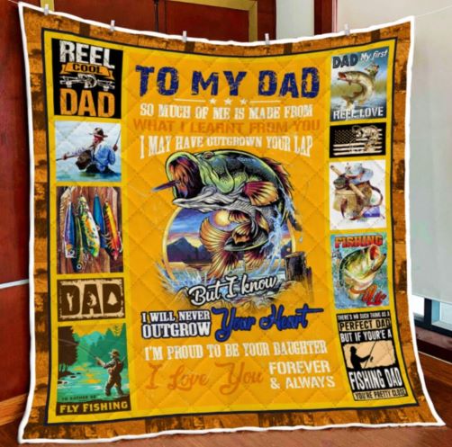 Fathers Day Fishing Gifts Fishing Quilt, Fishing Dad Quilt, Gift For Dad, Gift For Grandpa, Quilt Blanket