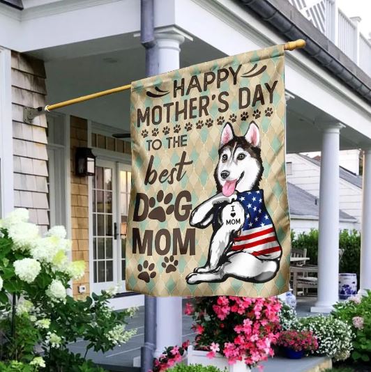 Husky Dog Mom Flag gifts for mom