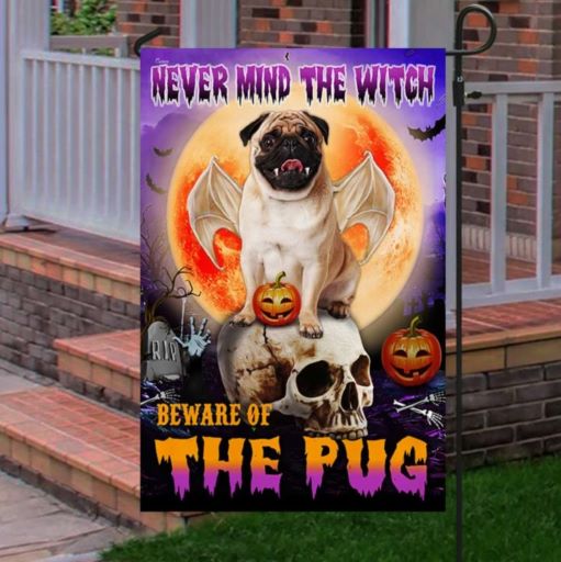 Indoor Decoration Halloween Flag Beware Of The Pug