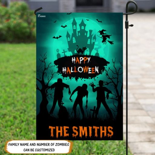 Indoor Halloween Decoration Ideas Personalized Flag Halloween Zombie Family Flag
