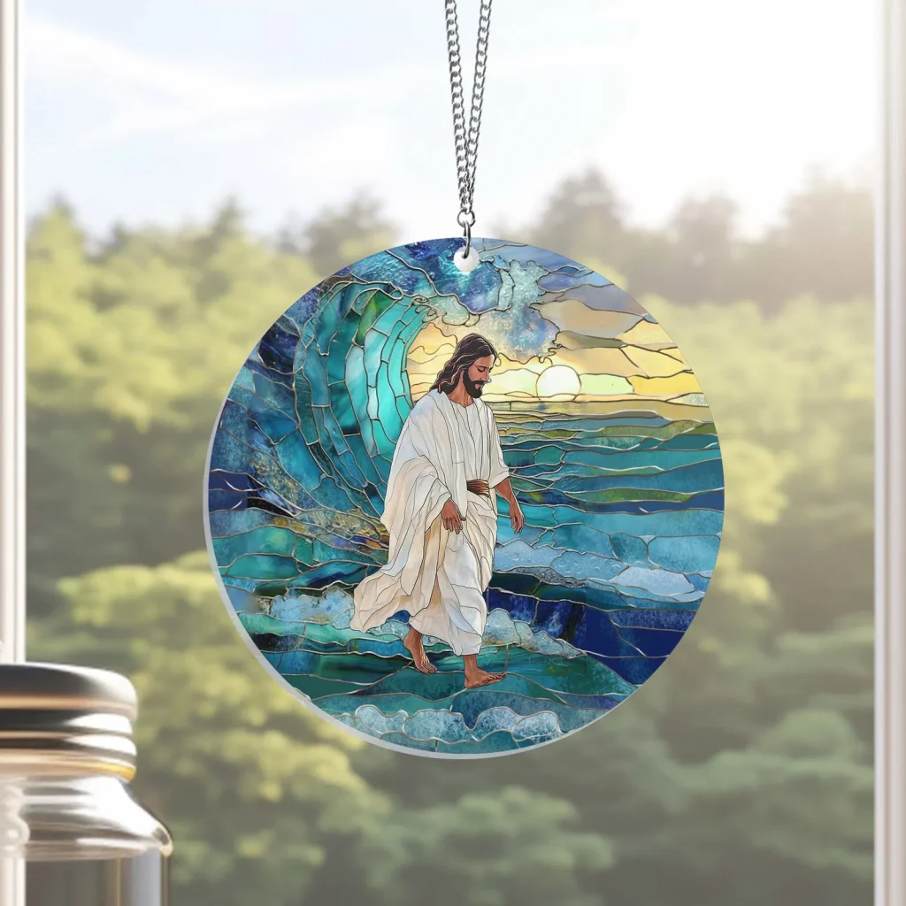 Jesus Walks on Water Suncatcher Acrylic Hanging Window