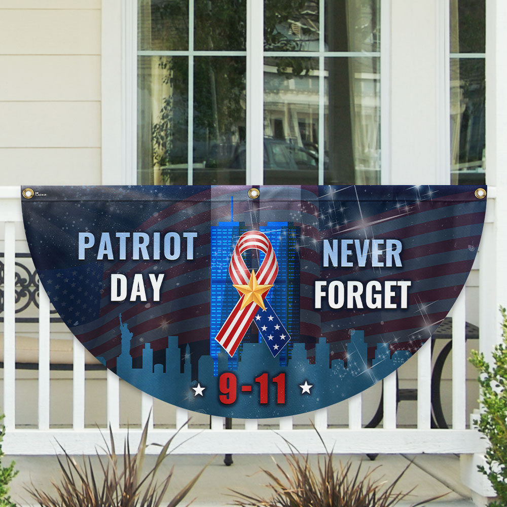 Patriot Day 9/11 Never Forget September 11th Non-Pleated Fan Flag