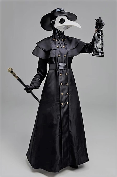 Scary Halloween Costumes Plague Doctor Punk and Gothic Steampunk 17th Century Cloak Trench Coat Men Rivet Costume Black Vintage Cosplay Halloween Masquerade Long Sleeve Sheath