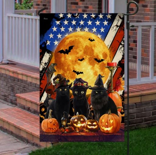 Scary Outdoor Halloween Decorations Halloween Flag Black Cats