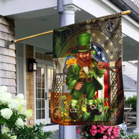 Happy St. Patrick’s Day Irish American Leprechaun Flag