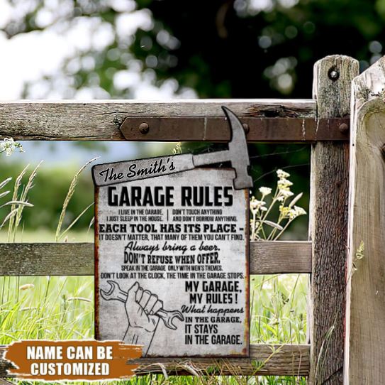 garage rules sign