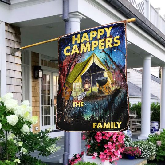 happy camper personalized flag
