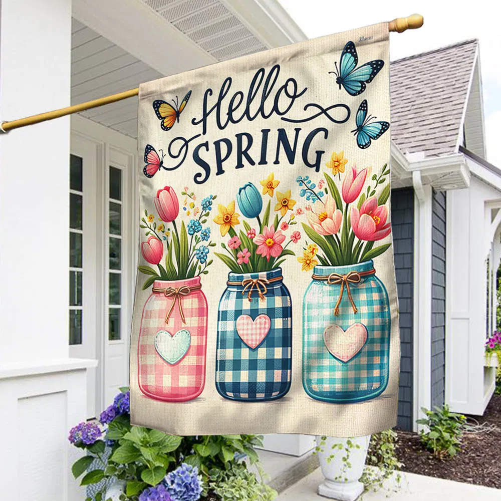 FLAGWIX Hello Spring Flowers Flag